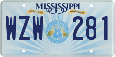 MS license plate WZW281
