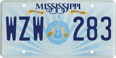 MS license plate WZW283