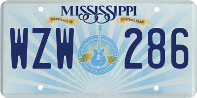 MS license plate WZW286