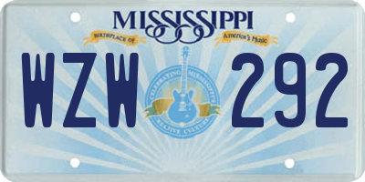 MS license plate WZW292