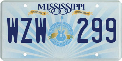 MS license plate WZW299
