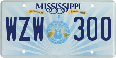 MS license plate WZW300