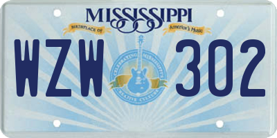 MS license plate WZW302