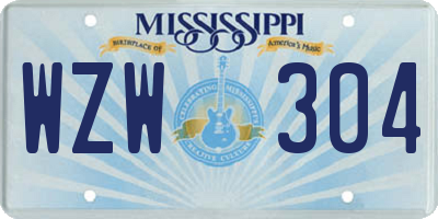 MS license plate WZW304