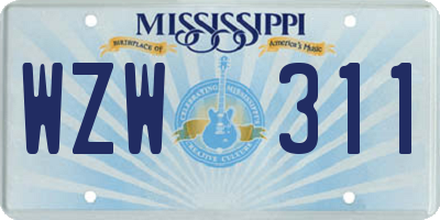 MS license plate WZW311