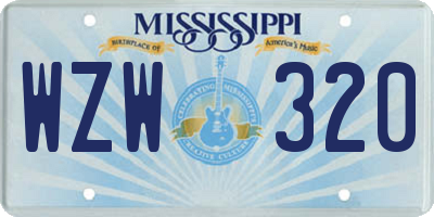 MS license plate WZW320