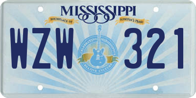 MS license plate WZW321