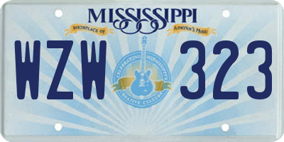MS license plate WZW323