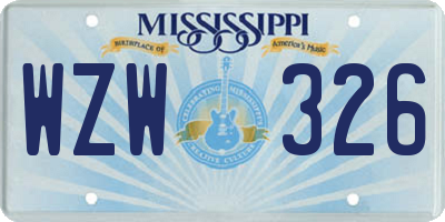 MS license plate WZW326