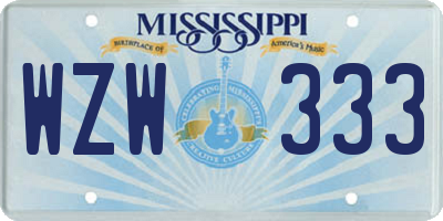 MS license plate WZW333