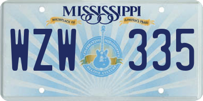 MS license plate WZW335