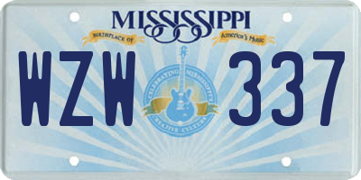 MS license plate WZW337