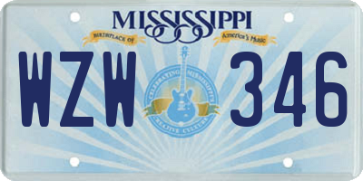 MS license plate WZW346