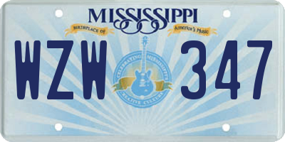 MS license plate WZW347