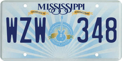 MS license plate WZW348