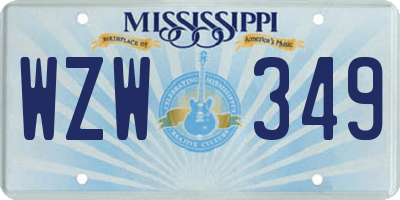 MS license plate WZW349