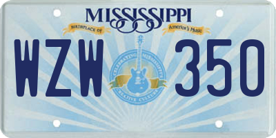 MS license plate WZW350