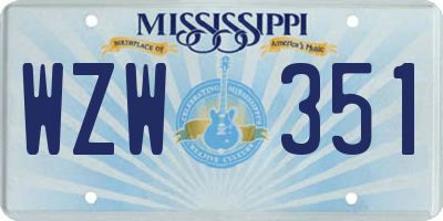 MS license plate WZW351