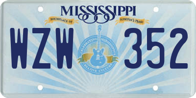 MS license plate WZW352