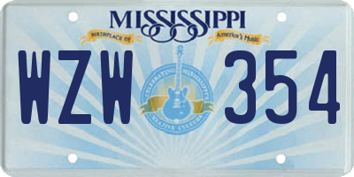 MS license plate WZW354