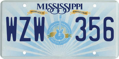 MS license plate WZW356