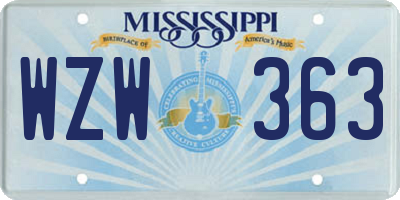 MS license plate WZW363
