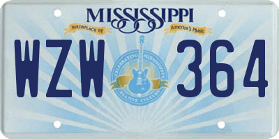 MS license plate WZW364