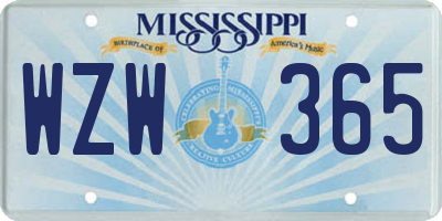 MS license plate WZW365