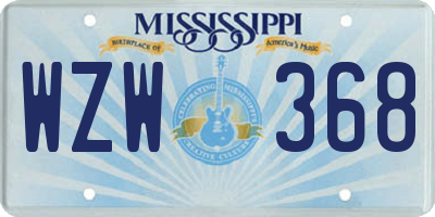 MS license plate WZW368