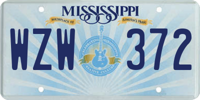 MS license plate WZW372