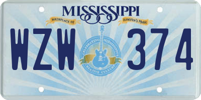 MS license plate WZW374