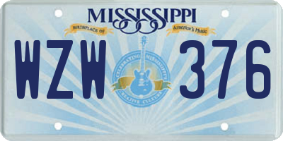 MS license plate WZW376