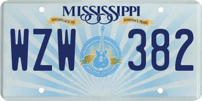 MS license plate WZW382