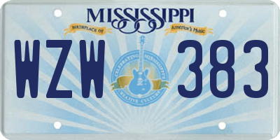 MS license plate WZW383