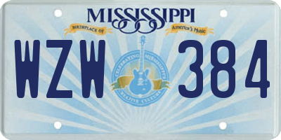 MS license plate WZW384