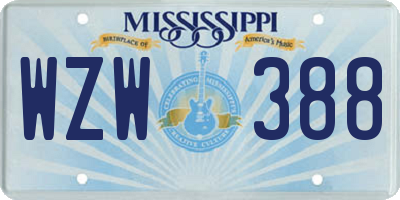 MS license plate WZW388