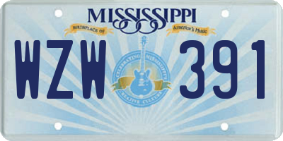 MS license plate WZW391