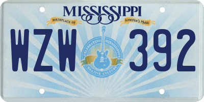 MS license plate WZW392
