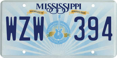 MS license plate WZW394