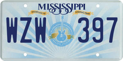 MS license plate WZW397