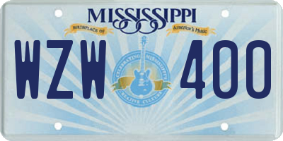 MS license plate WZW400