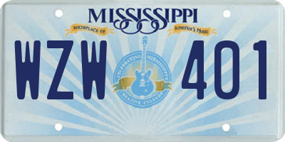 MS license plate WZW401
