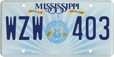 MS license plate WZW403