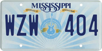 MS license plate WZW404