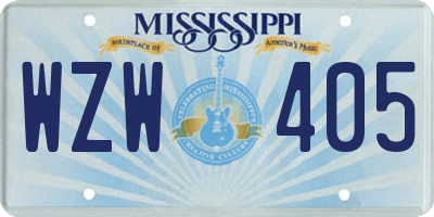 MS license plate WZW405