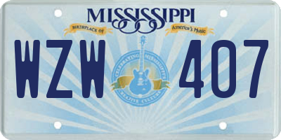 MS license plate WZW407