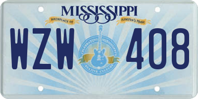 MS license plate WZW408