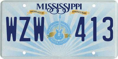 MS license plate WZW413