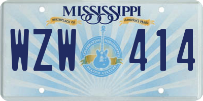 MS license plate WZW414