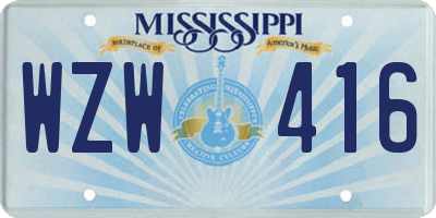 MS license plate WZW416